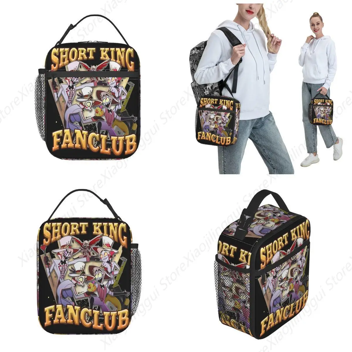 Lucifer Short King Fanclub Hazbin Hotels Product Insulated Lunch Bag School Food Box Portable Casual Cooler Thermal Bento Box