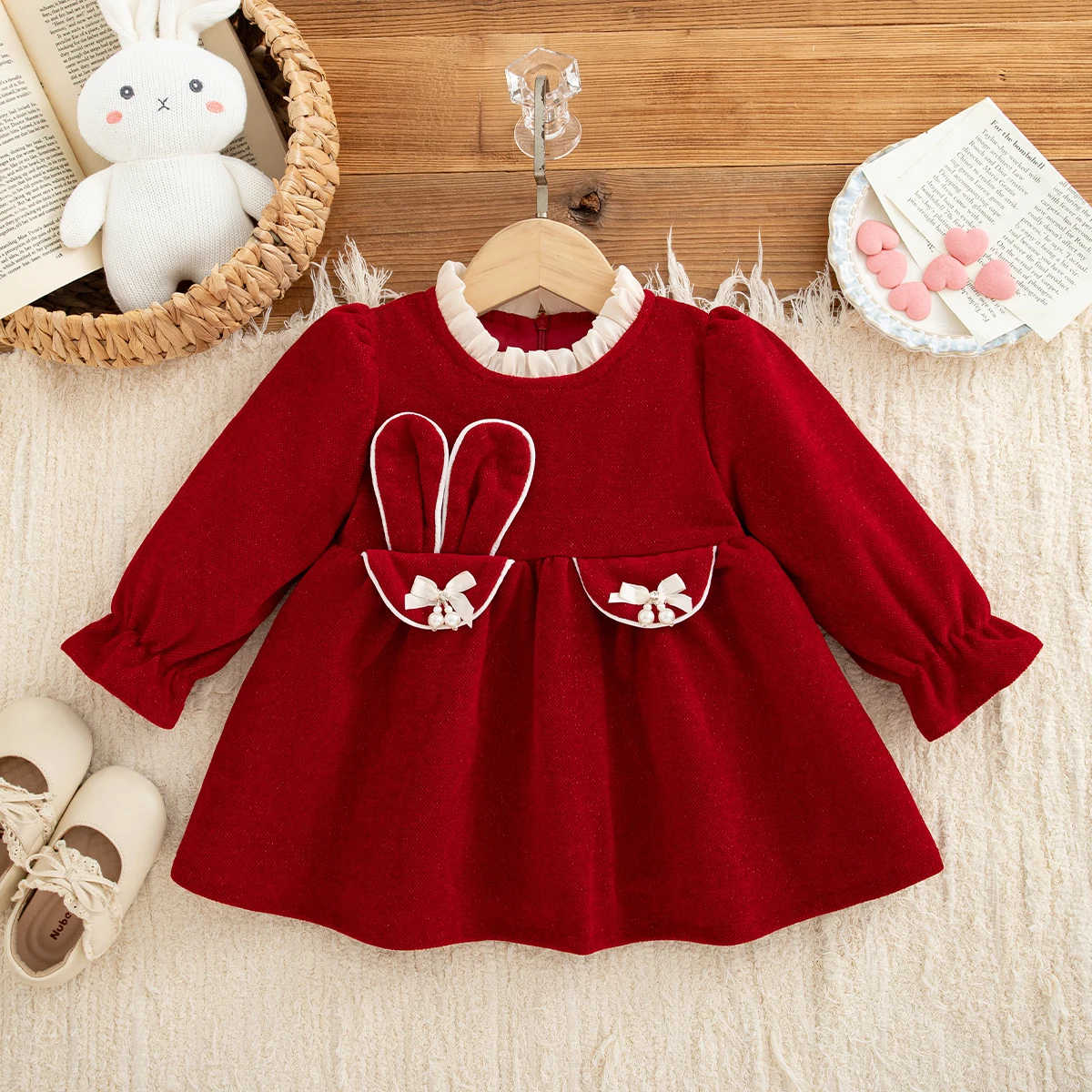 Christmas Baby Girl Dress Autumn/Winter  New Long Sleeved Sweet Cute Princess Dress Girl Birthday Party Retro Elegant Baby Dress