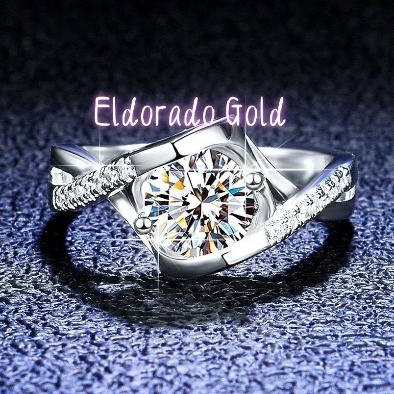 Eldorado Gold  100% Real 0.5/1ct Carat Moissanite Ring for Women Solid PT950 Platinum Rings Luxury Moissanite Diamond Wedding Ba
