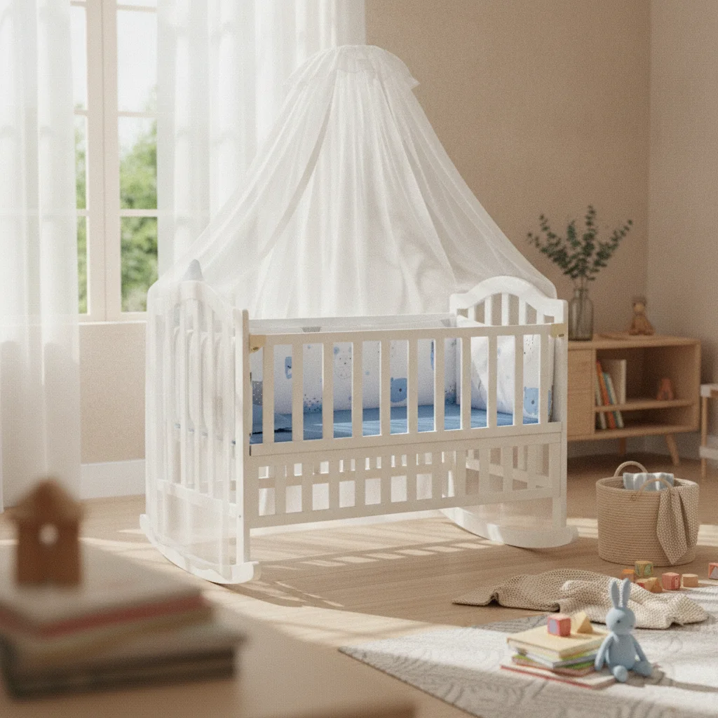 

Rocking Cradle Padded Mattress Nursery Rocking Cradle for Babies