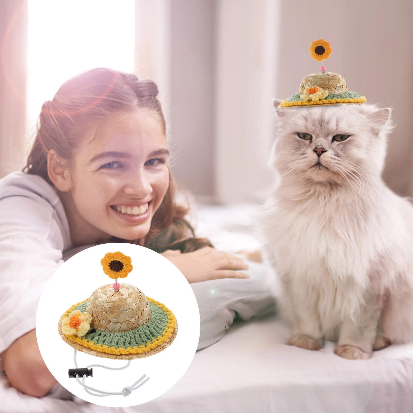 

Pet Hat Puppy Straw Dog Hats Headgear Small Cat Party Costume Dress Headdress Durable Adjustable Stylish Pet Costume Hat Dog