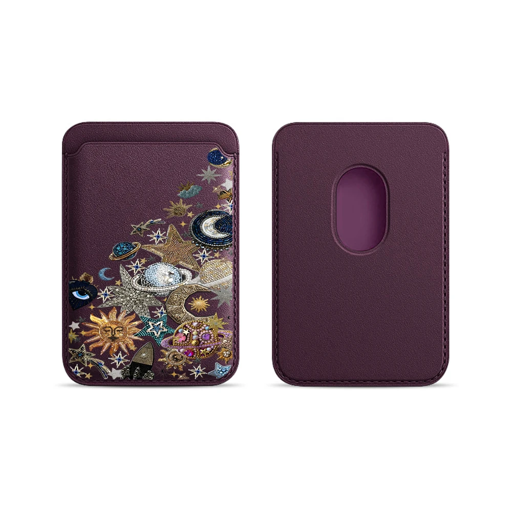 Golden Stars Moon Y2K Leder-Kartenetui Handyhülle Kartenhalter Magnetische Hülle Geeignet für alle iPhones mit Magsafe-Kartenfunktion – Detail 15