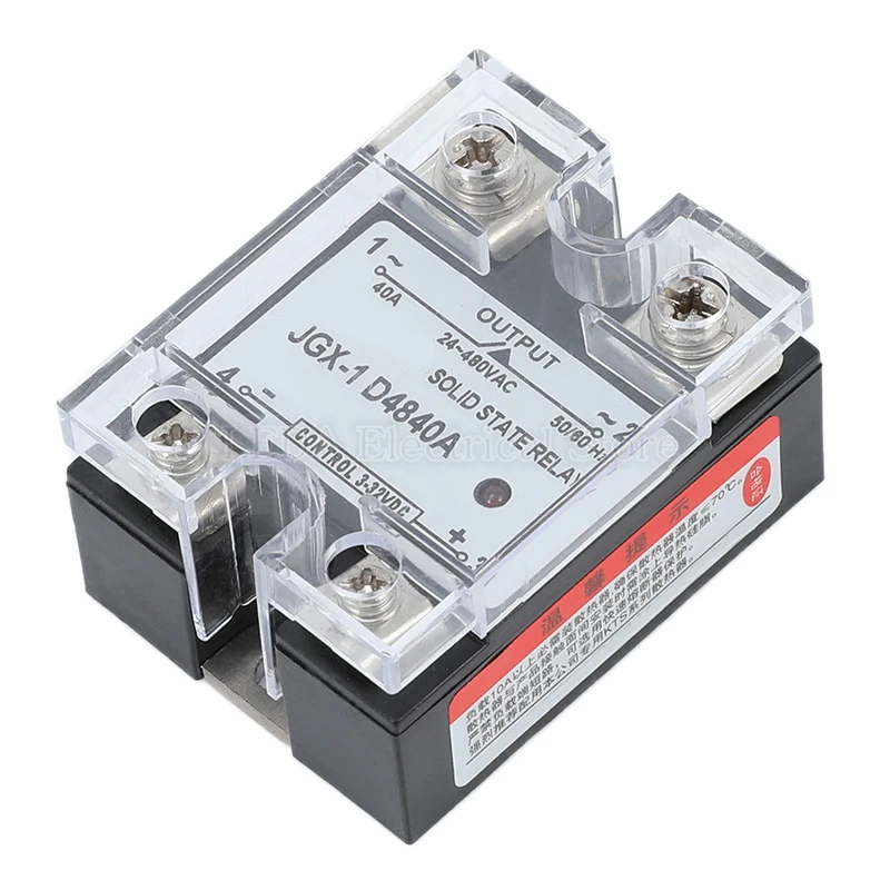 

1Pcs Single Phase Solid State Relay DC Control DC 3-32VDC YJGX/SSR-10DD 25DD 40DD 50DD 80DD 100DD 120DD With Plastic Cover