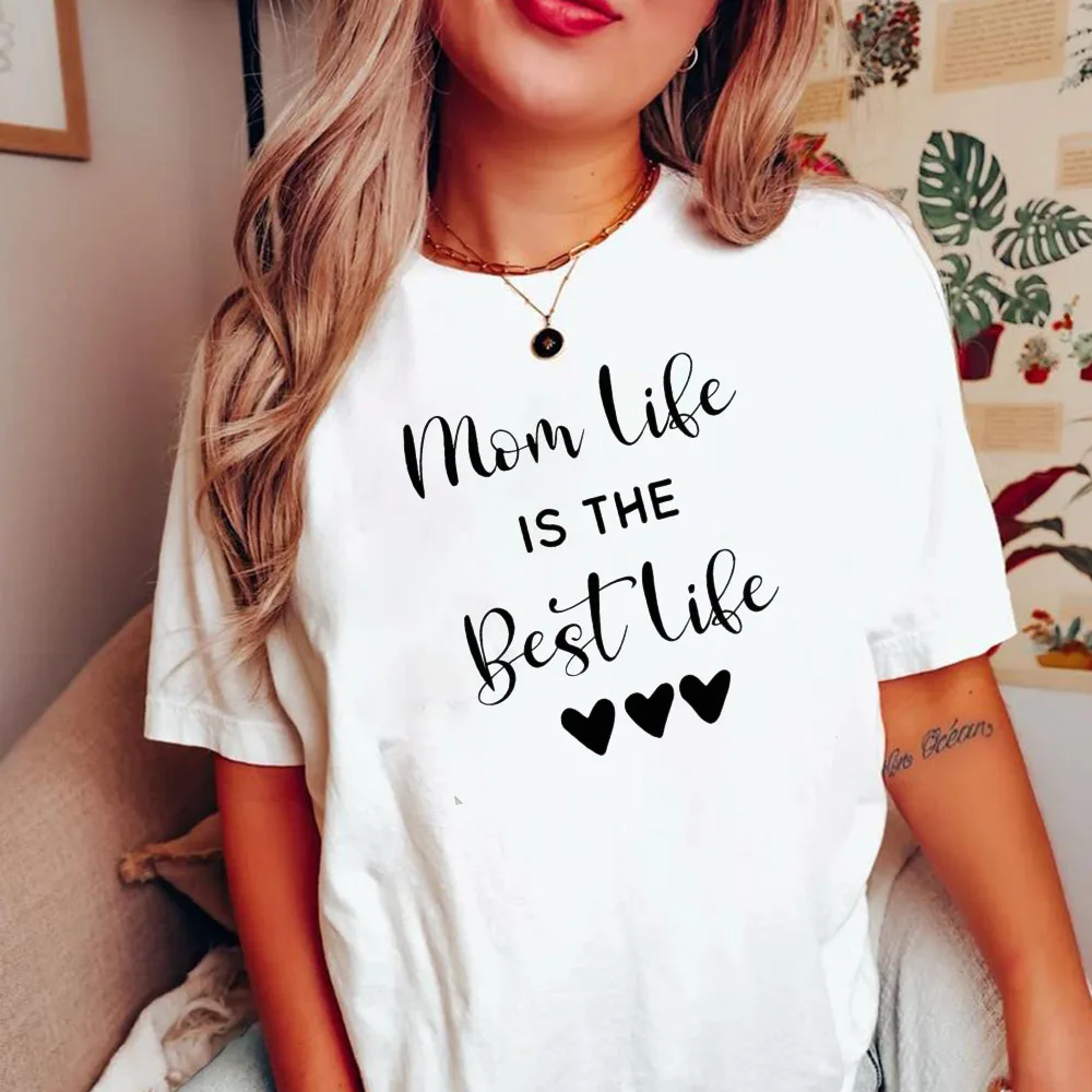 Mom's Life women clothes Letter Printed T-shirt Summer Fun Casual Comfortable Round Neck Top Mother's Day Gift