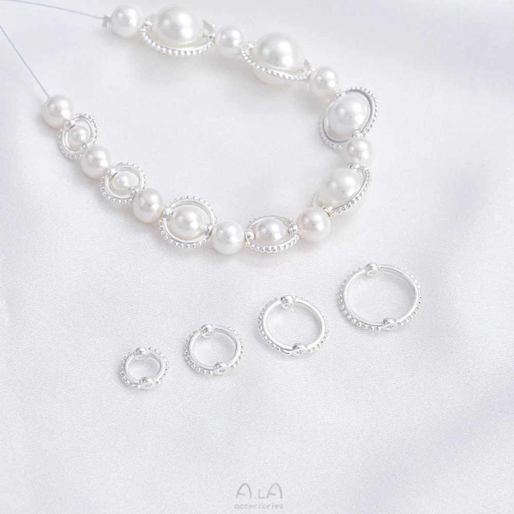 حقيبة نحاسية سميكة فضية تويست مجموعة حبة خاتم مشرق حقيبة فضية حبة حلقة اليدوية مطرز DIY بها بنفسك لؤلؤة كريستال مجوهرات اكسسوارات #2