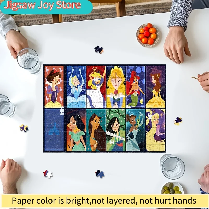 1000 قطعة لغز فسيفساء يدوية الصنع لشخصيات كرتونية من ديزني مثل الأميرة سندريلا وسنو وايت وآرييل وياسمين وبيل، هدية للعطلات