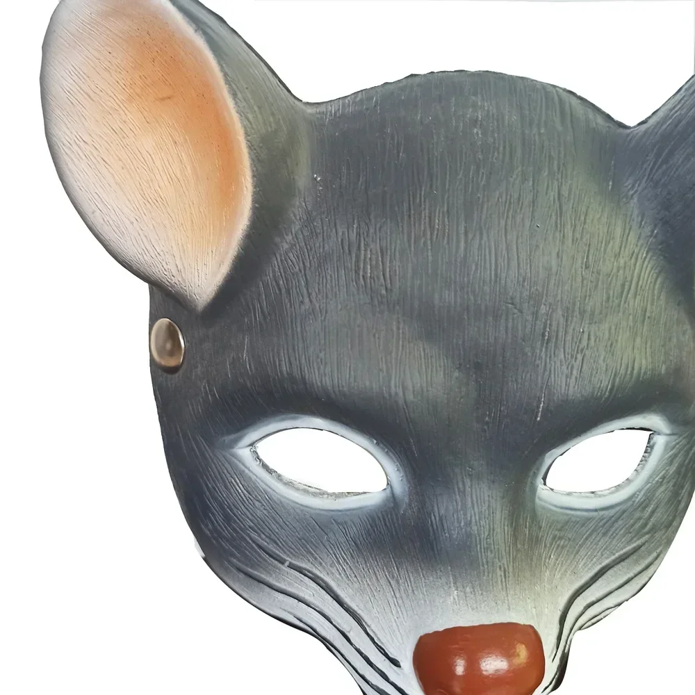 CuteCartoon Ratte Tier Maske Erwachsene Maus Halbe Gesicht Cosplay Katze Leder Maskerade Karneval Party Masken Spielen Requisiten Ratte Gesicht Hälfte