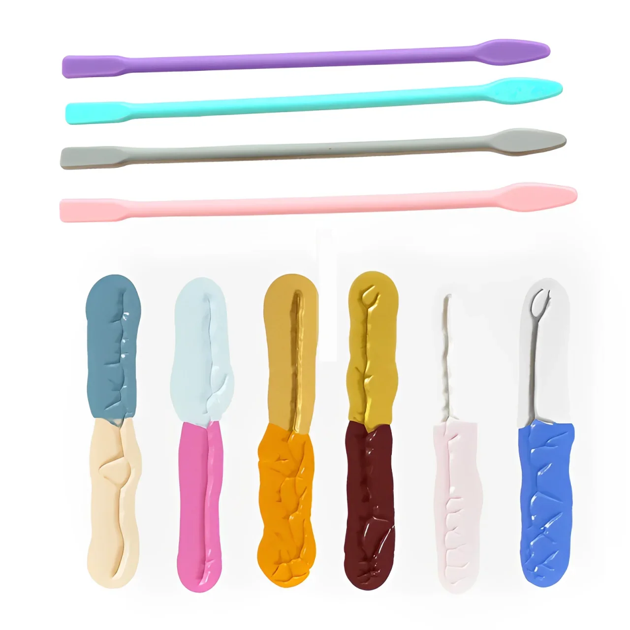 Double-headed Makeup Tool Powder Spoon Silicone Stirring Brush Nail Art Stir Sticks Easy Clean Jewelry Epoxy Resin Multifunction