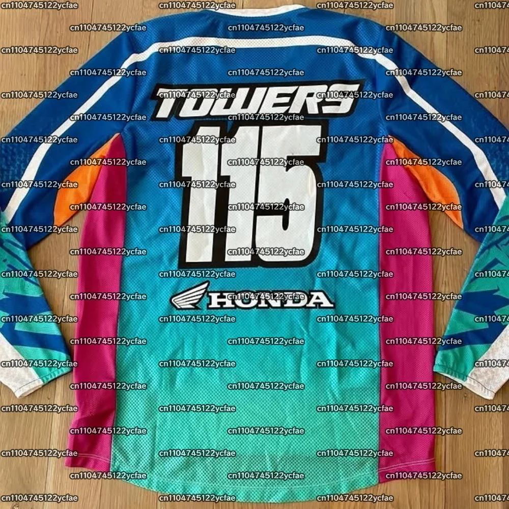 

Осенний мотоциклетный трикотаж Honda 2025 # Рубашка для верховой езды с длинными рукавами 115 TOWERS, дышащее гоночное снаряжение, удобный мото-топ для бездорожья