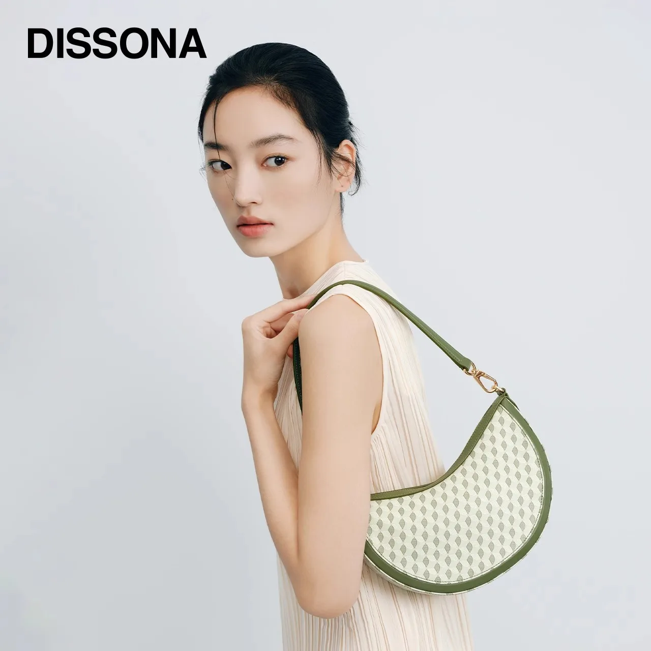 DISSONA 2025 Crescent Moon Bag New Lucky Pouch Crescent Moon Shoulder Bag Crossbody Vintage Print Handbag Moon Bag