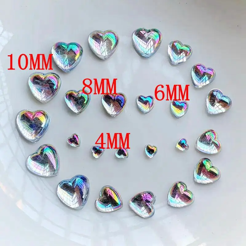 White AB color crystal Heart rhinestone flat back 4mm&5mm&6mm&8mm&10mm optional Rhinestone decoration