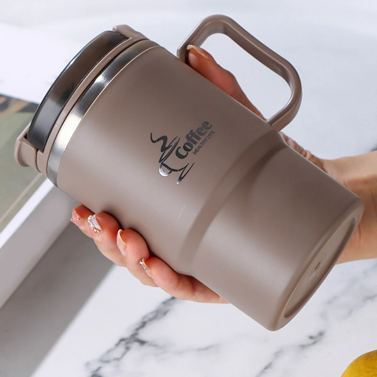 450/500ml 304 xícara de café de aço inoxidável com filtro e colher dupla parede isolada caneca estudante portátil beber copo drinkware