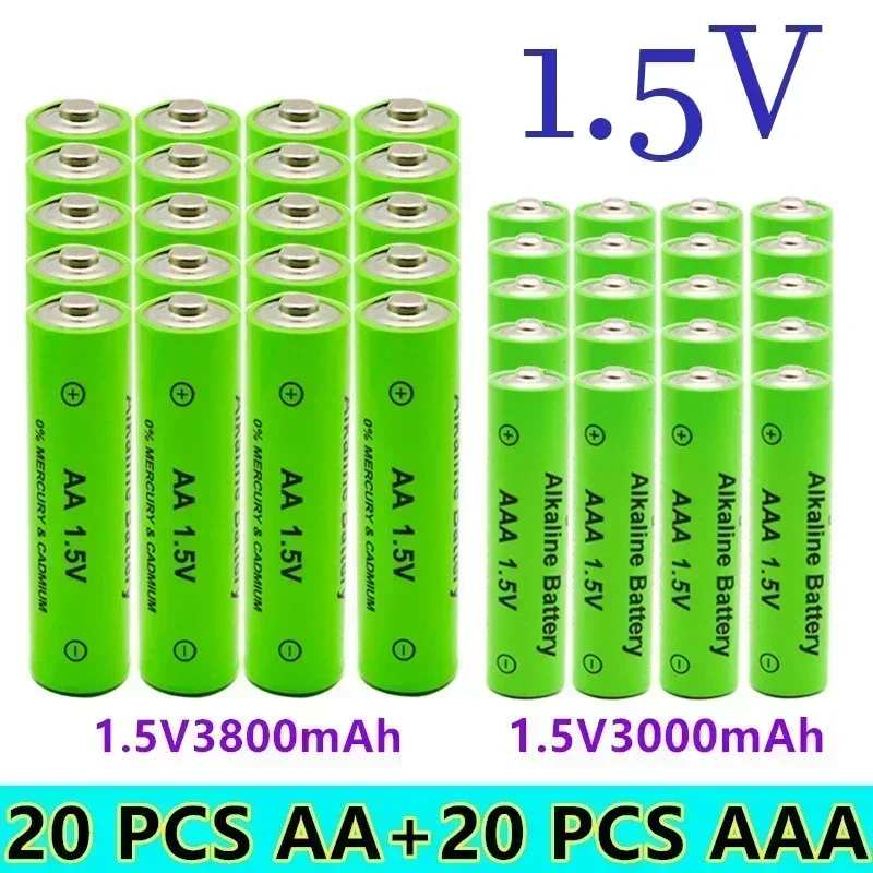 แบตเตอรี่อัลคาไลน์1,5 V AA 3800mAh + 1,5 V AAA 3000mAh สายได้