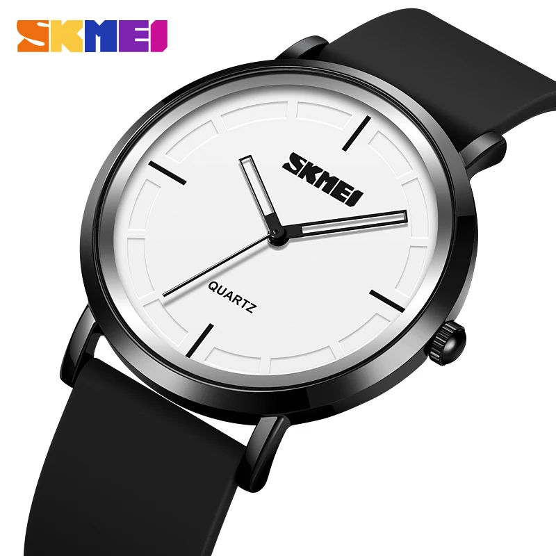 SKMEI 2050 Men's Quartz Watch Silm High Hardness Glass Quartz Wristwatch Men Waterproof Silica Gel Band Male Clock Reloj Hombre