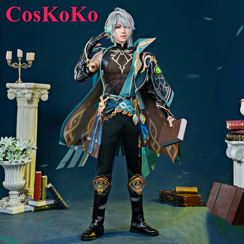 CosKoKo Alhaitham Cosplay Costume Game Genshin Impact Handsome Fashion Combat Uniform Men Halloween Party Role Play Clothing