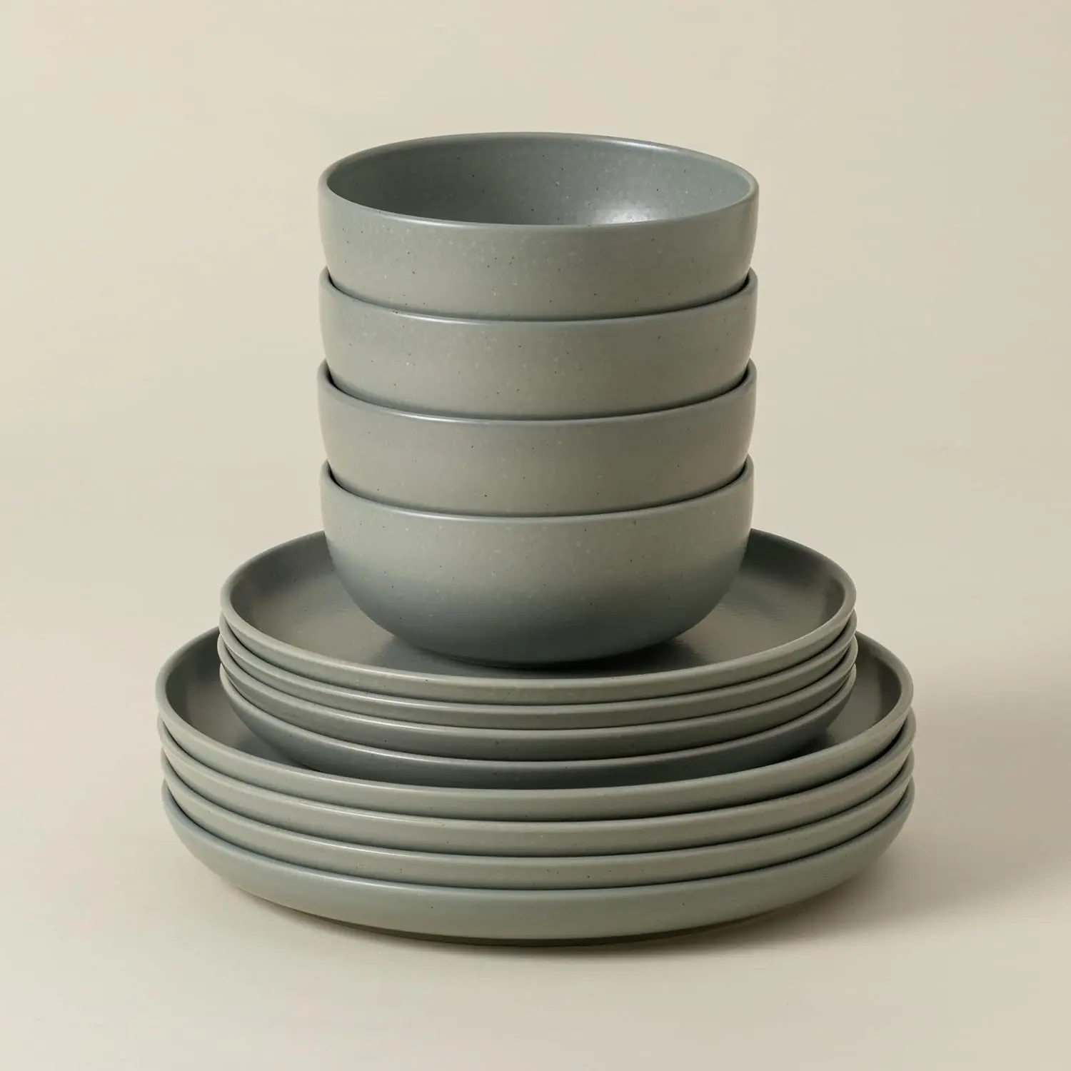 

Набор места из керамического камня, Pacifica Artichoke Green, набор столовой посуды