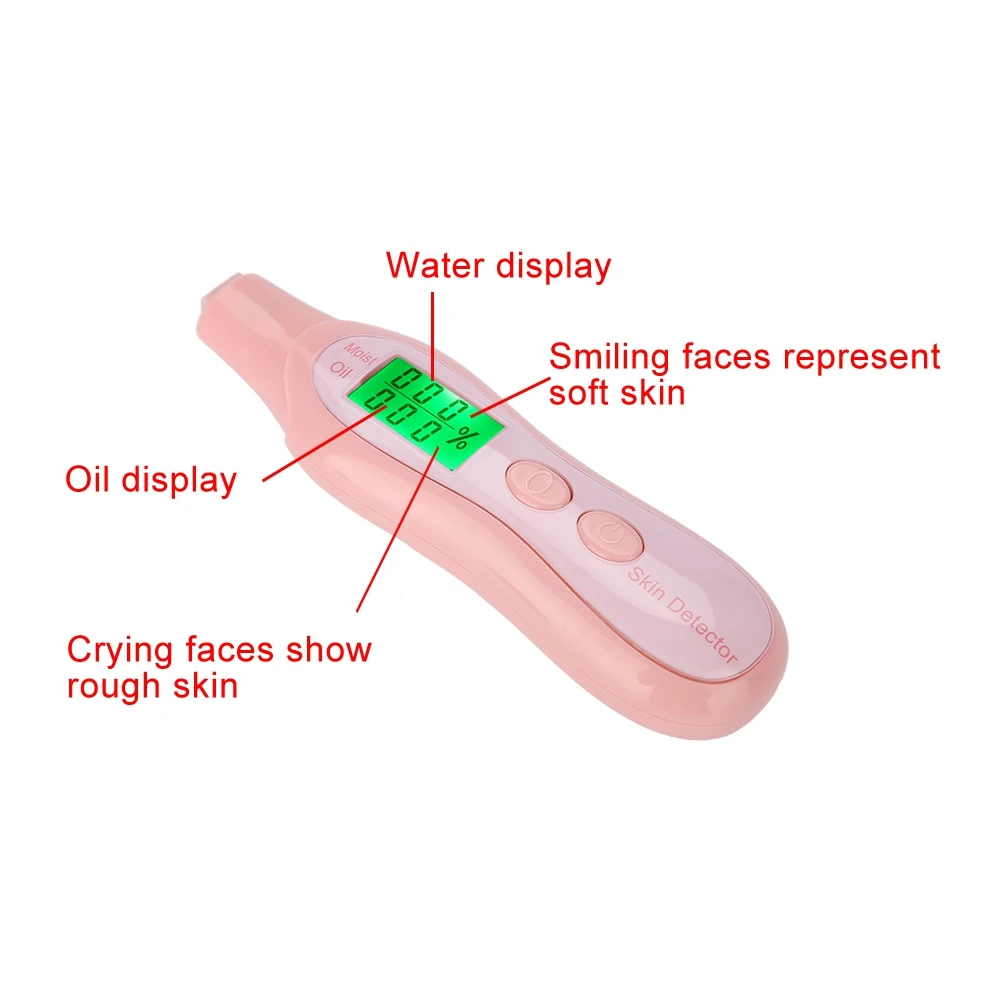 จอแสดงผล LCD แบบดิจิตอล Precision Skin Sensor เครื่องทดสอบความชื้นบนใบหน้าเครื่องวิเคราะห์น้ํามันน้ําสีชมพู