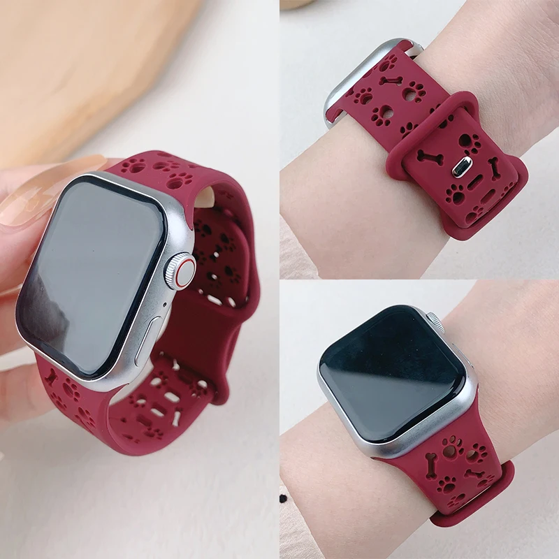 Dog Paw Silicone Strap for Apple Watch Band 49 46mm 45 44 41mm 40 38mm Correa Bracelet for Series 11 10 9 8 7 6 5 4 3 SE Ultra3 - view 3