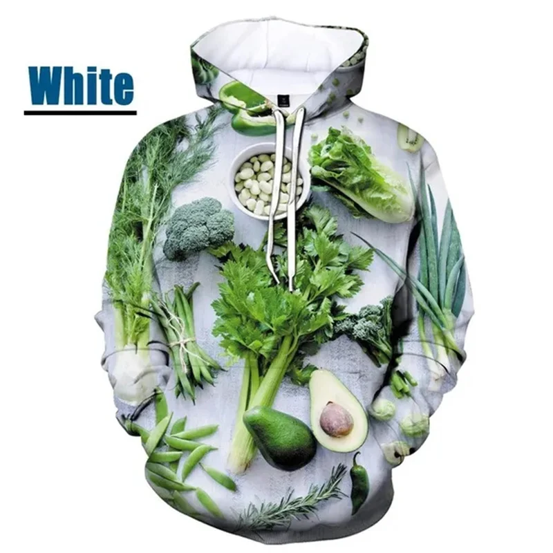 3D Printed Fresh Vegetables Hoodies For Men Funny Plants Pattern Long Sleeves Casual Hooded Tops Pullovers Loose Sweatshirts