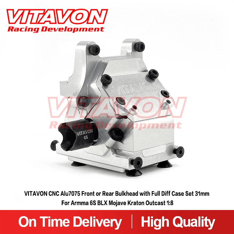 

VITAVON CNC Alu7075 Front or Rear Bulkhead with Full Diff Case Set 31mm For Armma 6S BLX Mojave Kraton Outcast 1:8
