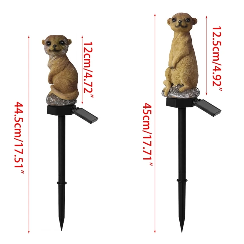 A0KC Gartenlampen Erdmännchen-Gartendekoration, solarbetriebenes Licht, Solar-Erdmännchen-Gartenstatue mit LED-Licht,