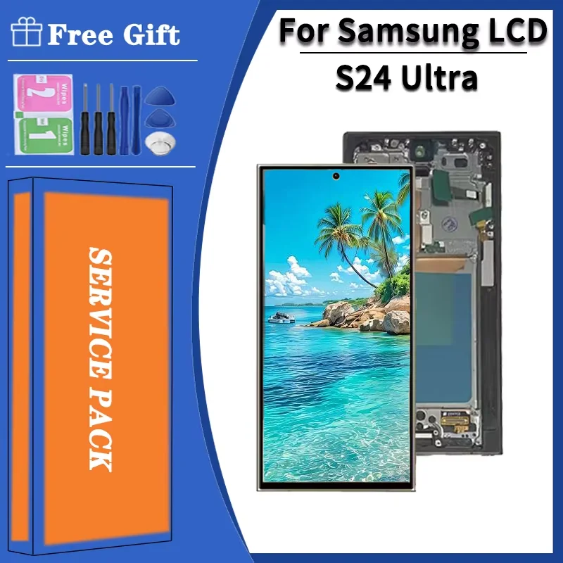 TFT S24Ultra Bildschirm-Baugruppe für Samsung S24 Ultra LCD-Display Touchscreen Digitizer S928B S928B/DS LCD mit Rahmen
