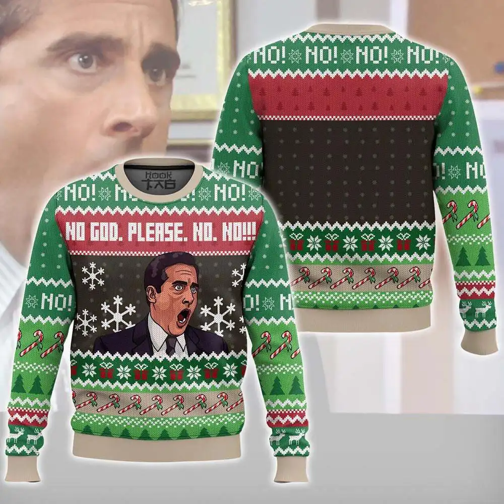 Michael Scott Santa Is Coming The Office Ugly Christmas Sweater Funny Holiday Party Pullover Sweaters for Men Women Xmas Gift