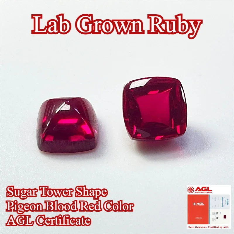

Lab Grown Ruby Sugar Tower Shape Pigeon Blood Red Color DIY Charms Jewelry Making Main Materials Selectable Certificate
