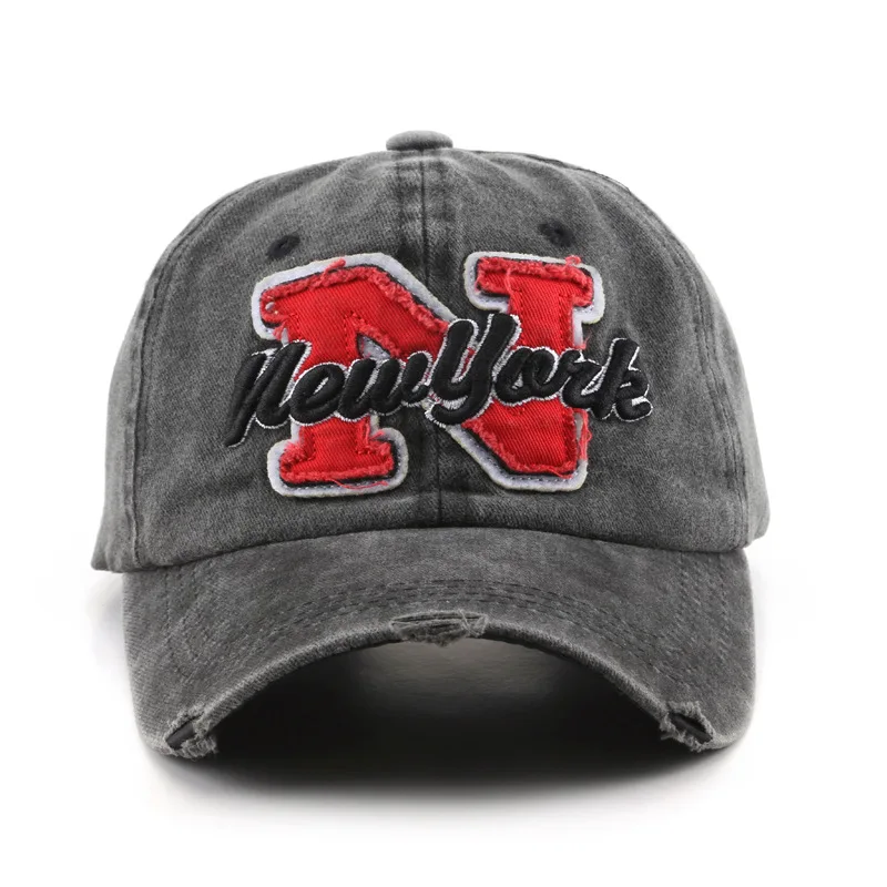 Cross-border Washed Vintage LetteringNCurved Brim Baseball Cap Outdoor Casual Men's Sun Protection Sunshade Duckbill Cap
