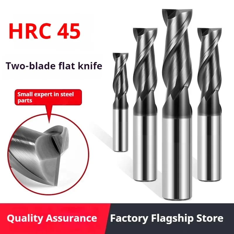 

HRC45 2 Flute end mill 1.5mm 1~12mm 1~20mm 6mm 8mm 12mm 50L 60L 75L 80L 100L CNC carbide metal router bit milling cutter metall