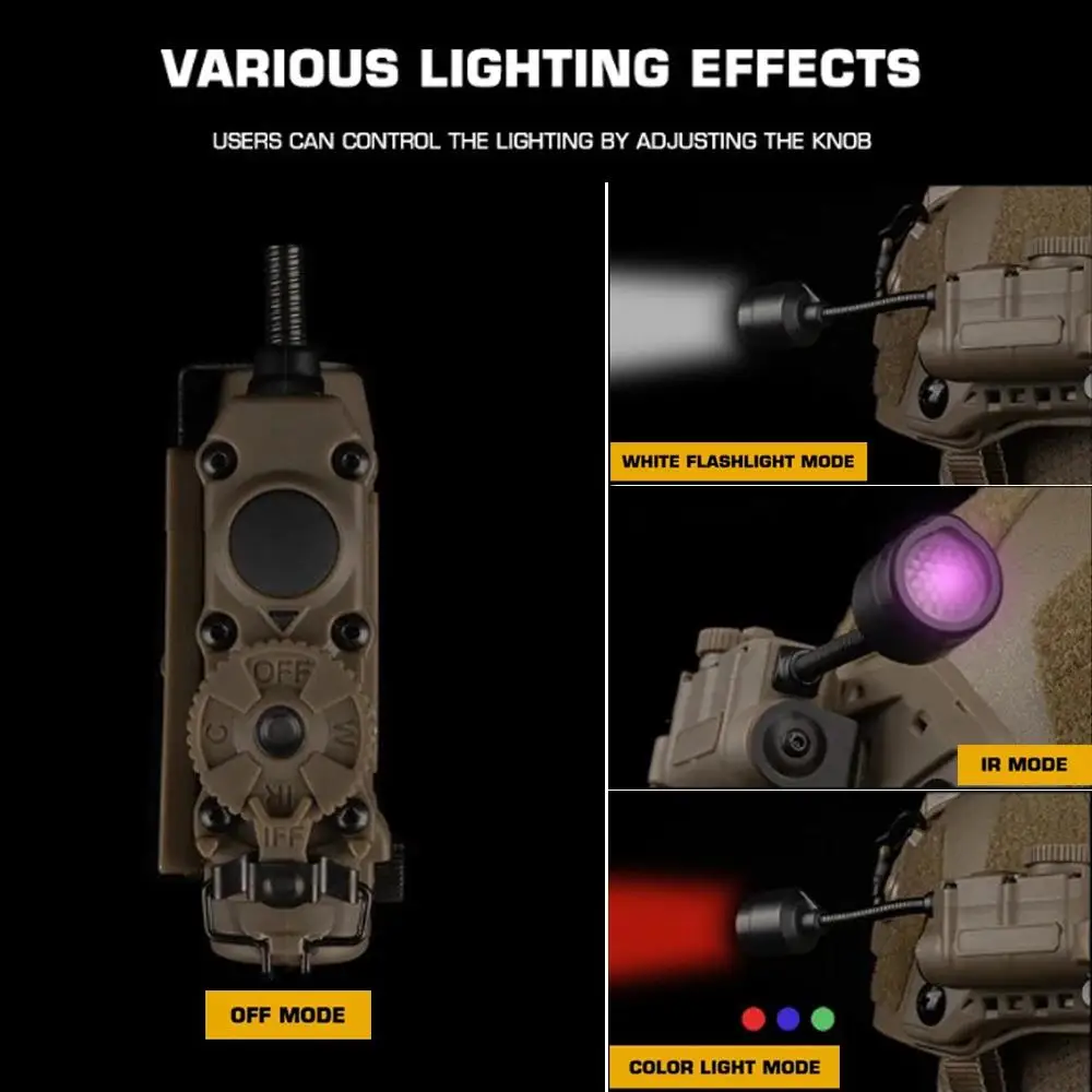 Luz táctica para casco, modo rojo/verde/azul/blanco/IR, multiusos, para caza al aire libre, Camping, luz de señal de supervivencia de emergencia