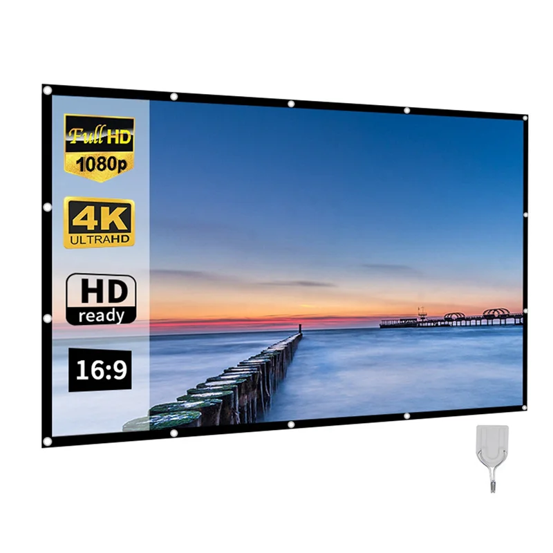 

Новый портативный экран проектора Tech 2X для домашнего кинотеатра на открытом воздухе HD белый складной против сминания (60 дюймов)