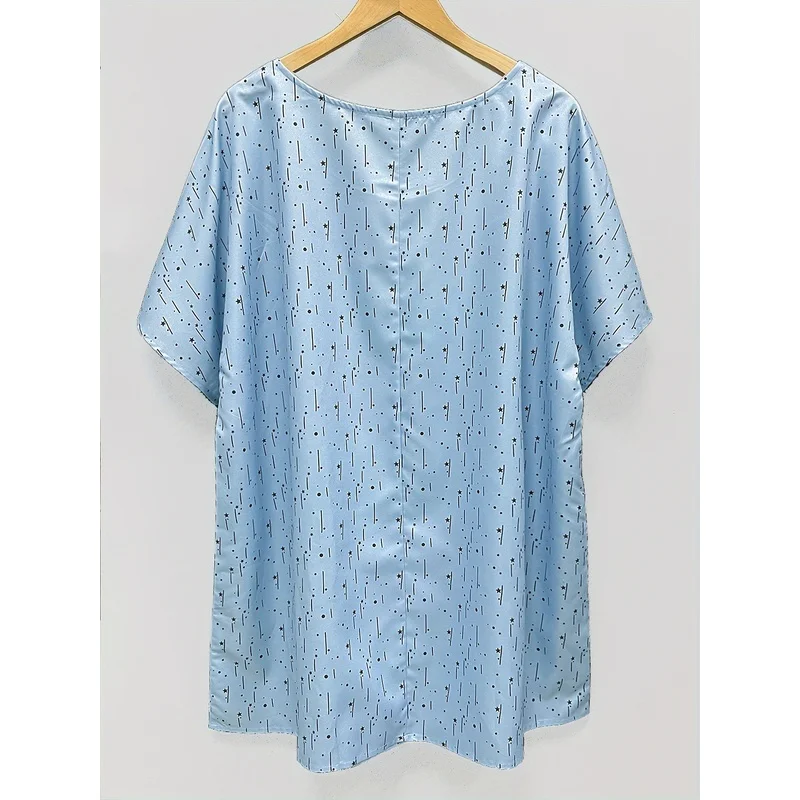 Женский топ больших размеров с принтом в стиле бохо, блузка с короткими рукавами с абстрактным узором, летняя туника свободного покроя