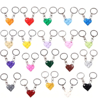 2pcs/set Love Heart Building Block Keychains For Couples Friendship Women Men Girl Boy Love Heart Brick Key Ring Birthday Gift