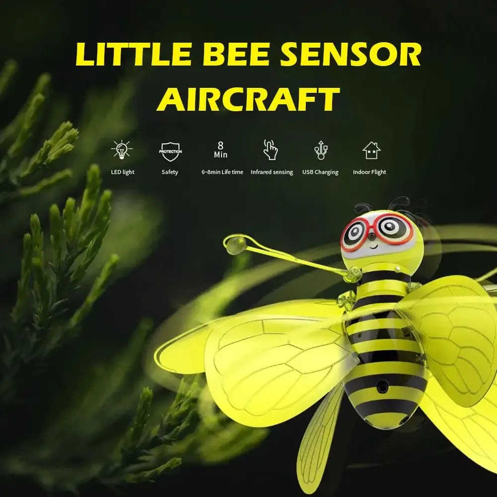 12cm Mini Flying Bee RC Drone With Wings Hand Sensing Induction Helicopter Electronic Model Quadcopter Drohne Toys For Children