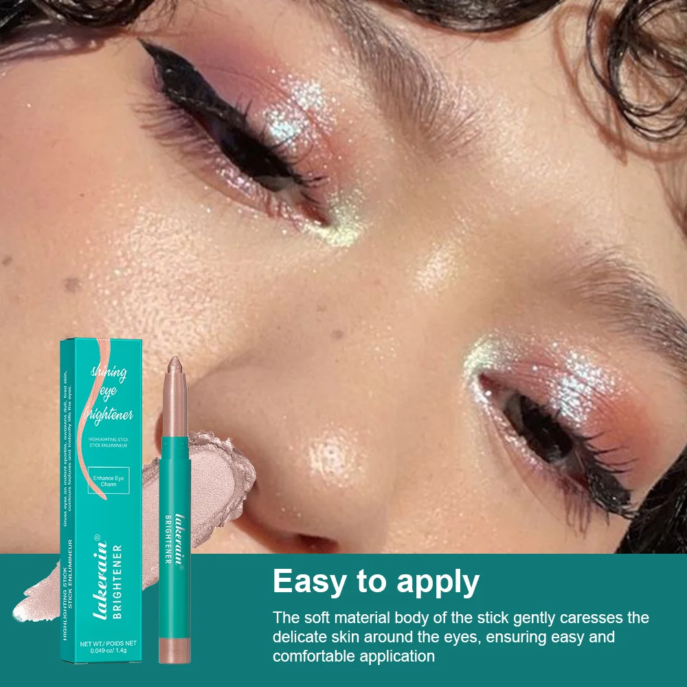 Barra iluminadora com glitter para os olhos à prova d'água, de longa duração e glitter colorido Anti-manchas Uma bolsa de maquiagem indispensável para todos os tipos de pele