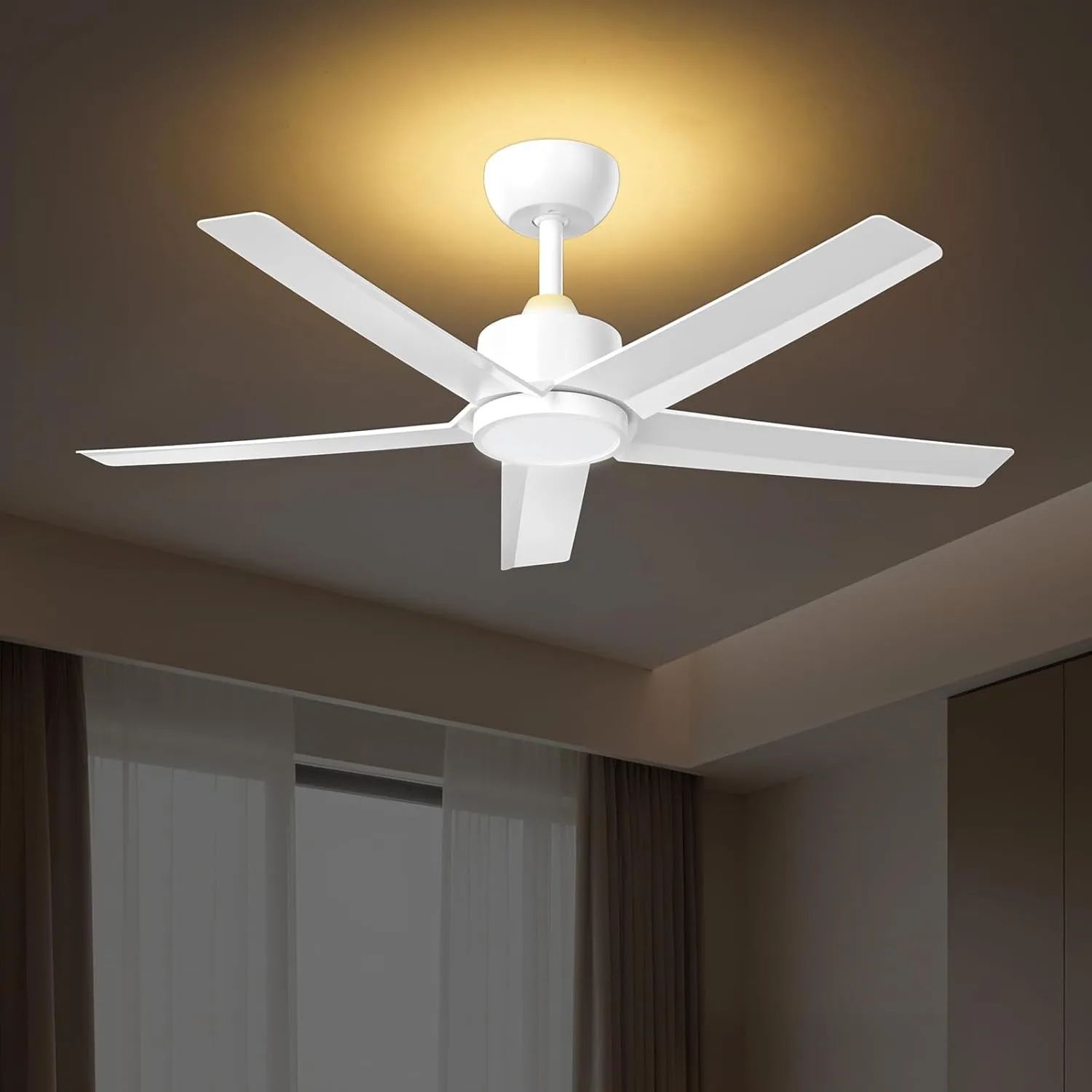 

44" Modern Ceiling Fan with Lights, Remote, 6 Speeds, Dimmable LED, Quiet Motor