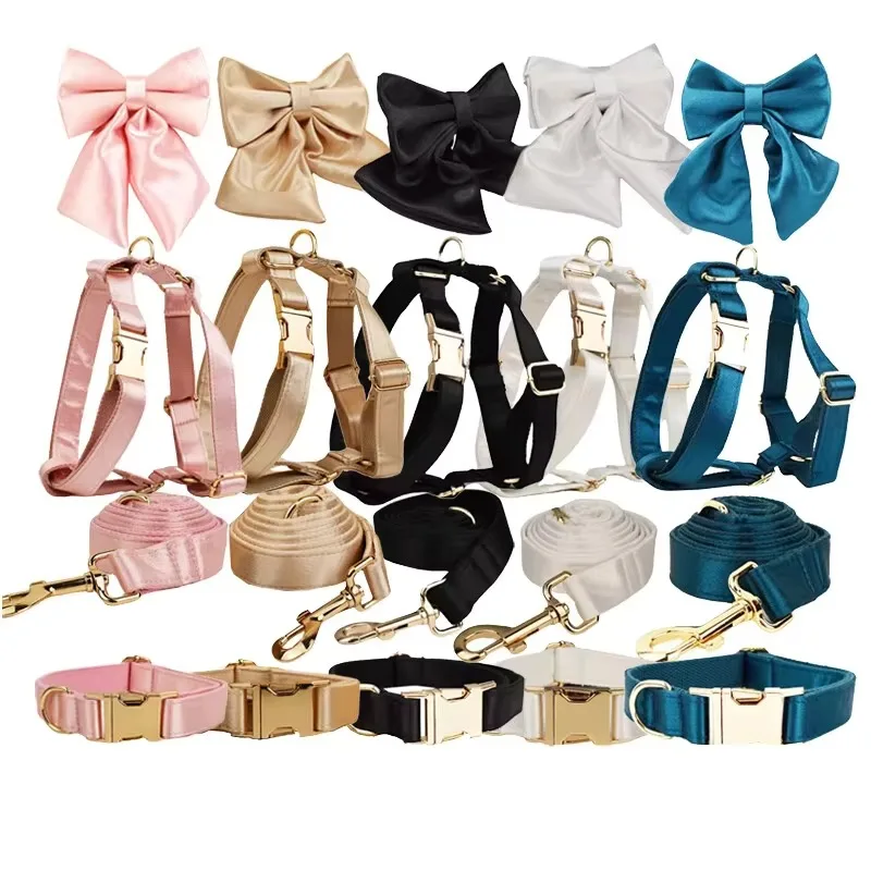 Luxury Personalized Design Dog Harness Chest Strap Velvet Metal Buckle Pet Collar Leash Set