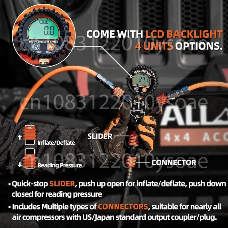 Full Top 4 Tire Inflation and Deflation System Fast High Flow Air Up and Down Kit Digital Pressure Gauge
