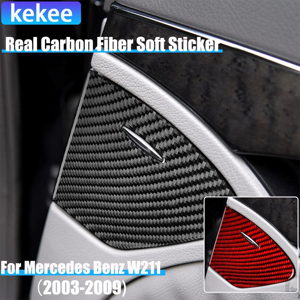 

Carbon Fiber Car Accessories Rear Door Ashtray Cover Soft Sticker For Mercedes W211 E Class 2003 2004 2005 2006 2007 2008 2009