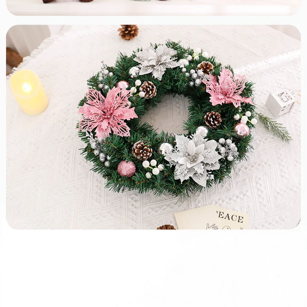 Festive Christmas Wreath Garland With Lights For Front Door Wall Fireplace Holiday Season Indoor Ornament