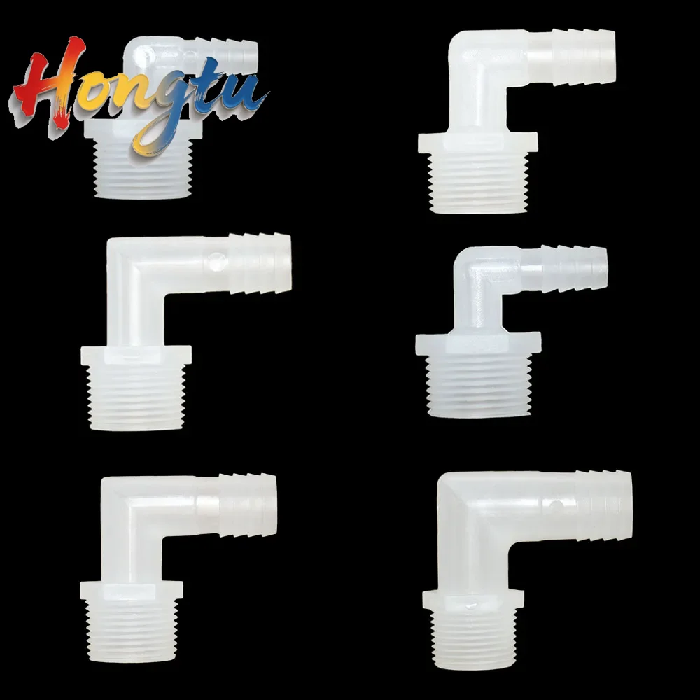 

Hongtu 3/4 Male Thread Plastic Pipe Coupler - 8/10/11/12/13/14/16/18/20mm Barb Elbow Adapter for Drip Irrigation