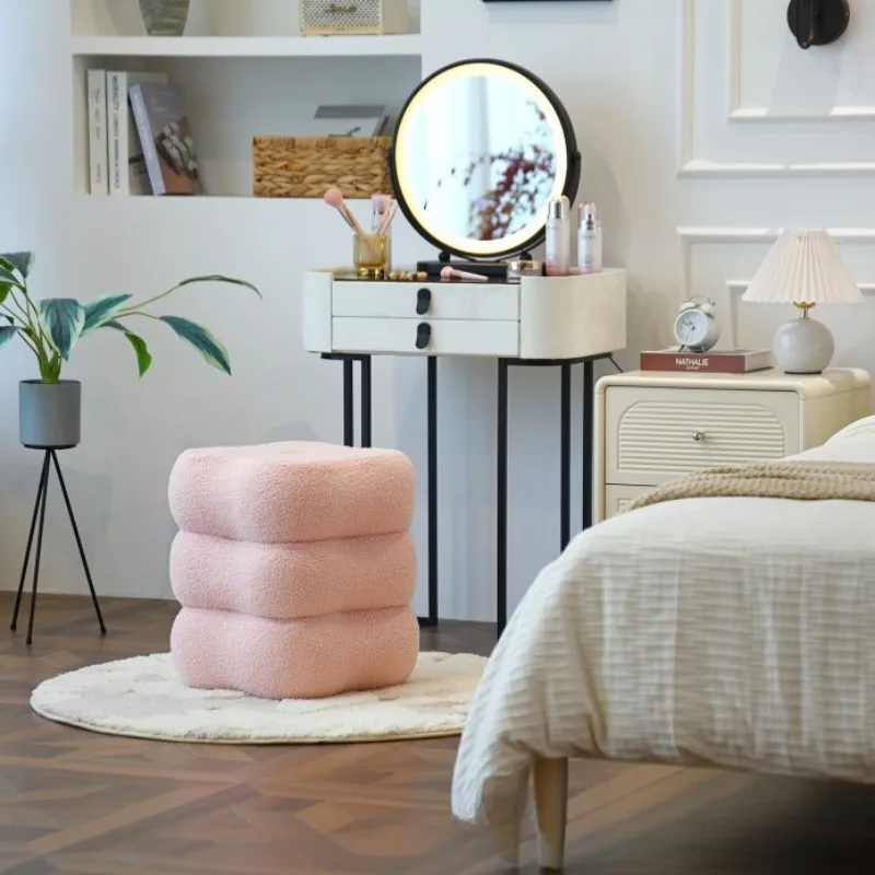 Lamb fleece dressing stool makeup stool fabric dressing stool girls bedroom stool dresser makeup chair desk manicure