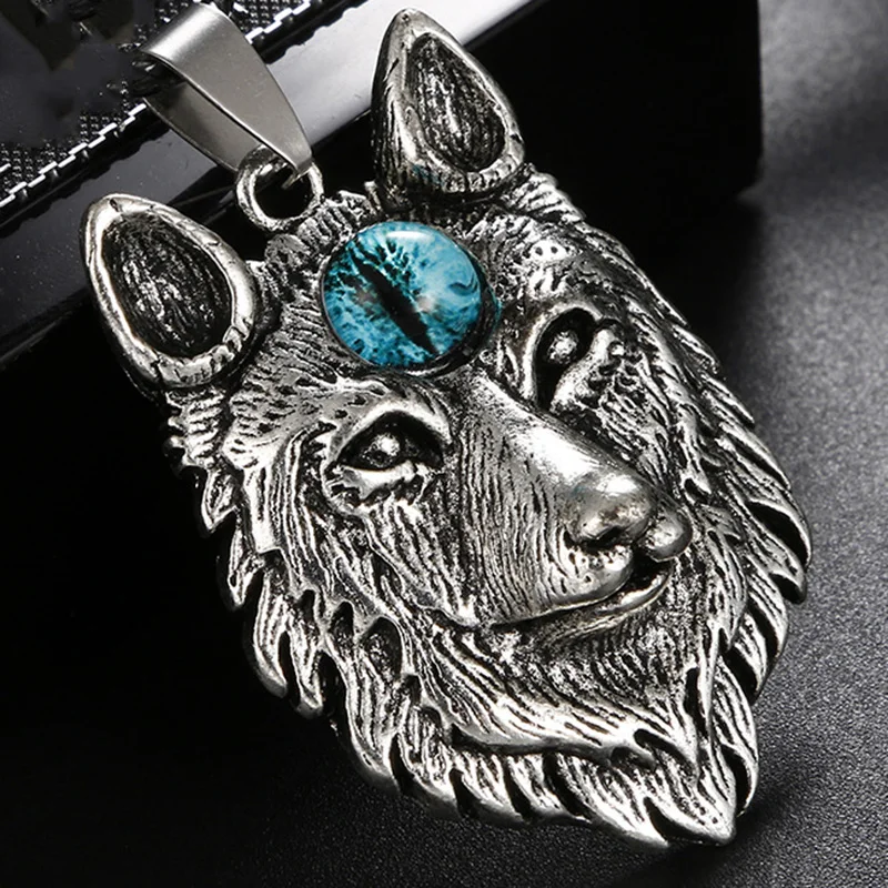 Creative Tibetan Silver Norse Viking Wolf Head Pendants for Necklace Jewelry Designer Charms DIY Handmade Making Findings