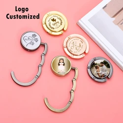 100pcs Custom Wedding Favors For Guests Portable Fashion Folding Purse Handbag Bag Hanger Hook Holder Table Hook Multifunctional
