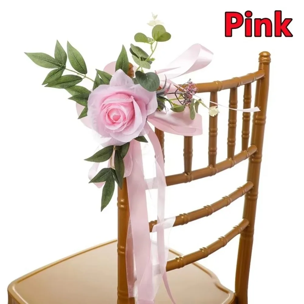 

Artificial Floral Wedding Aisle Decorations Chiffon Ribbon Floral Arrangements Artificial Flower Chair Decorations