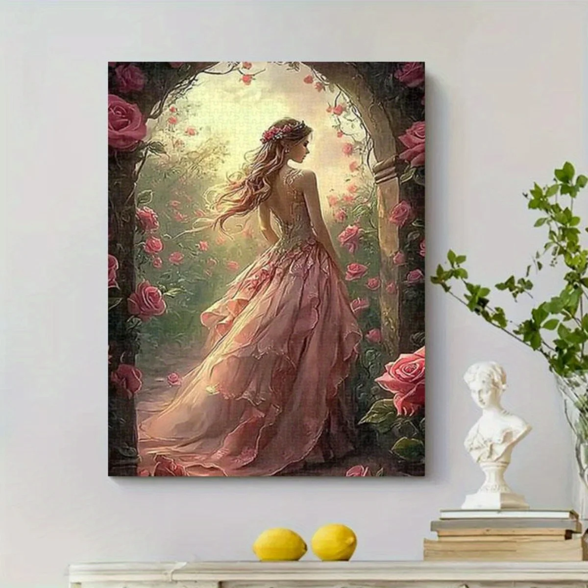 1000pcs Adult Puzzle - Beautiful Girl in Rose Garden with Floral Archway - Challenging Puzzle for Adults & Teens - Enhanced Ha