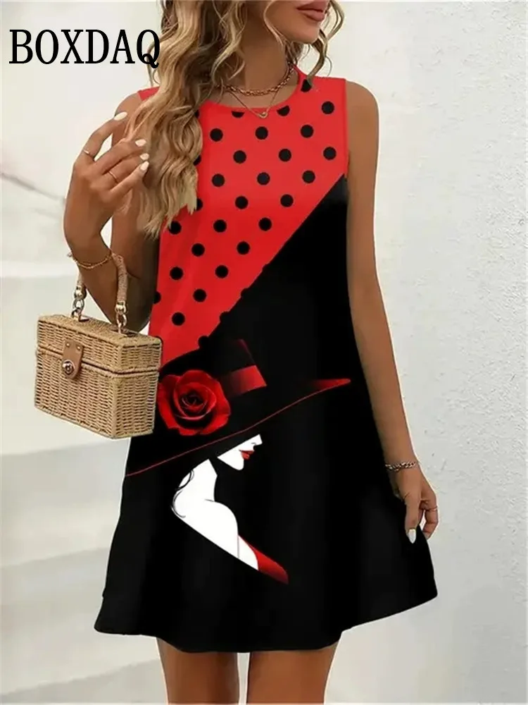 코코넛 나무 3D 인쇄 하와이 휴가 해변 드레스 여름 탱크 여성 캐주얼 패션 민소매 루즈 드레스 여성 의류