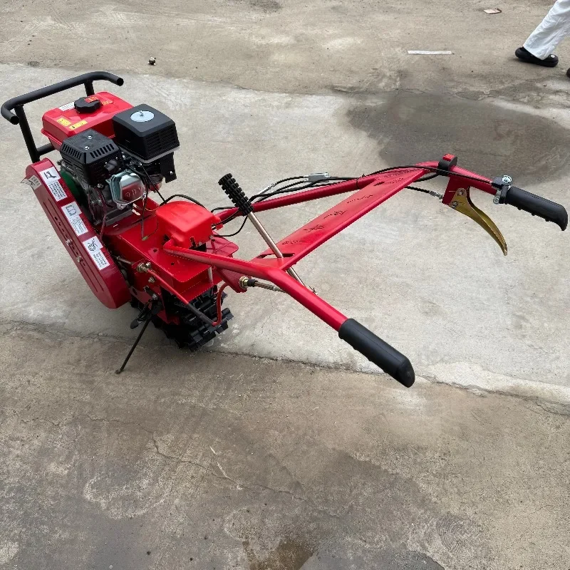 

【Best-selling】190F 11HP Chain Track Crawler Micro-tiller Agricultural Arable Land Ploughing Single Wheel Turning Soil Ditching W