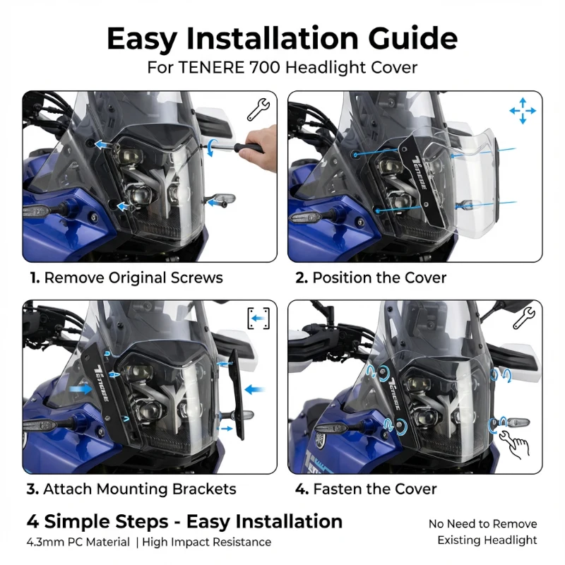 

Крышка объектива передней фары мотоцикла, подходит для Tenere 700 TENERE 700 Rally 2025 tenere 700 Защитная пленка для экрана